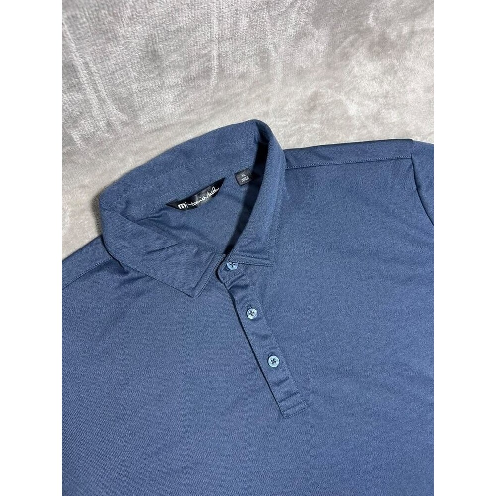 Travis Mathew Polo Shirt Men Extra Large XL Blue Gray Golf Performance Casual